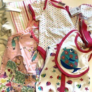 Bundle of Baby Items  Pink Baby Grow Matching Bib Set Changing Mat New Born